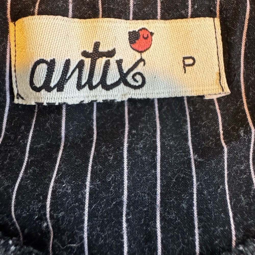 Antix Pinstripe Puff Sleeve Dress with Storybook Border Print - Picture 4 of 5